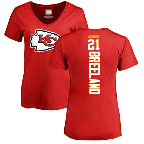 Women Football Kansas City Chiefs #21 Breeland Bashaud Red Backer T-Shirt